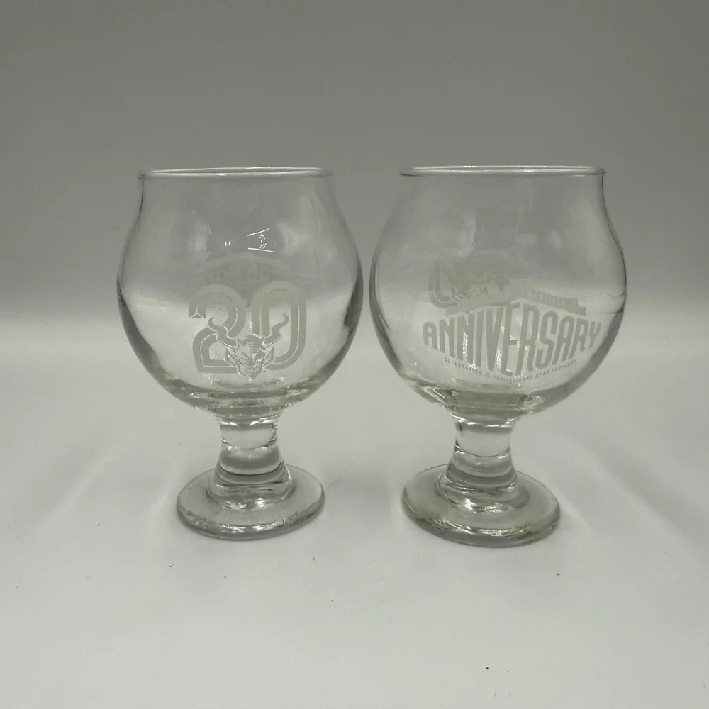Stone Brewing 20th Anniversary Snifter Glasses Lot of 2 Craft Beer Gargoyle Logo